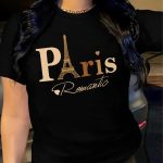 Paris Letter Print T-shirt, Short Sleeve Crew Neck Casual Top For Summer & Spring, Women's Clothing - Image 2