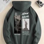 NEW YORK Print Hoodie, Cool Hoodies For Men, Men's Casual Pullover Hooded Sweatshirt With Kangaroo Pocket Streetwear For Winter Fall, As Gifts - Image 9