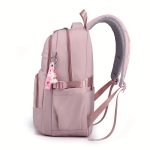 Large Capacity Multi-pocket Student Backpack, Solid Color Lightweight Spine Protection Student Schoolbag, Nylon Multi-layer Backpack, Waterproof Laptop Backpack, Send Pendant - Image 9