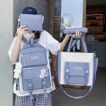 4pcs/set Stylish Student Backpack Tote Bag Handbag Pencil Bag Set, Casual Versatile Schoolbag For Daily Commute & Library - Image 7