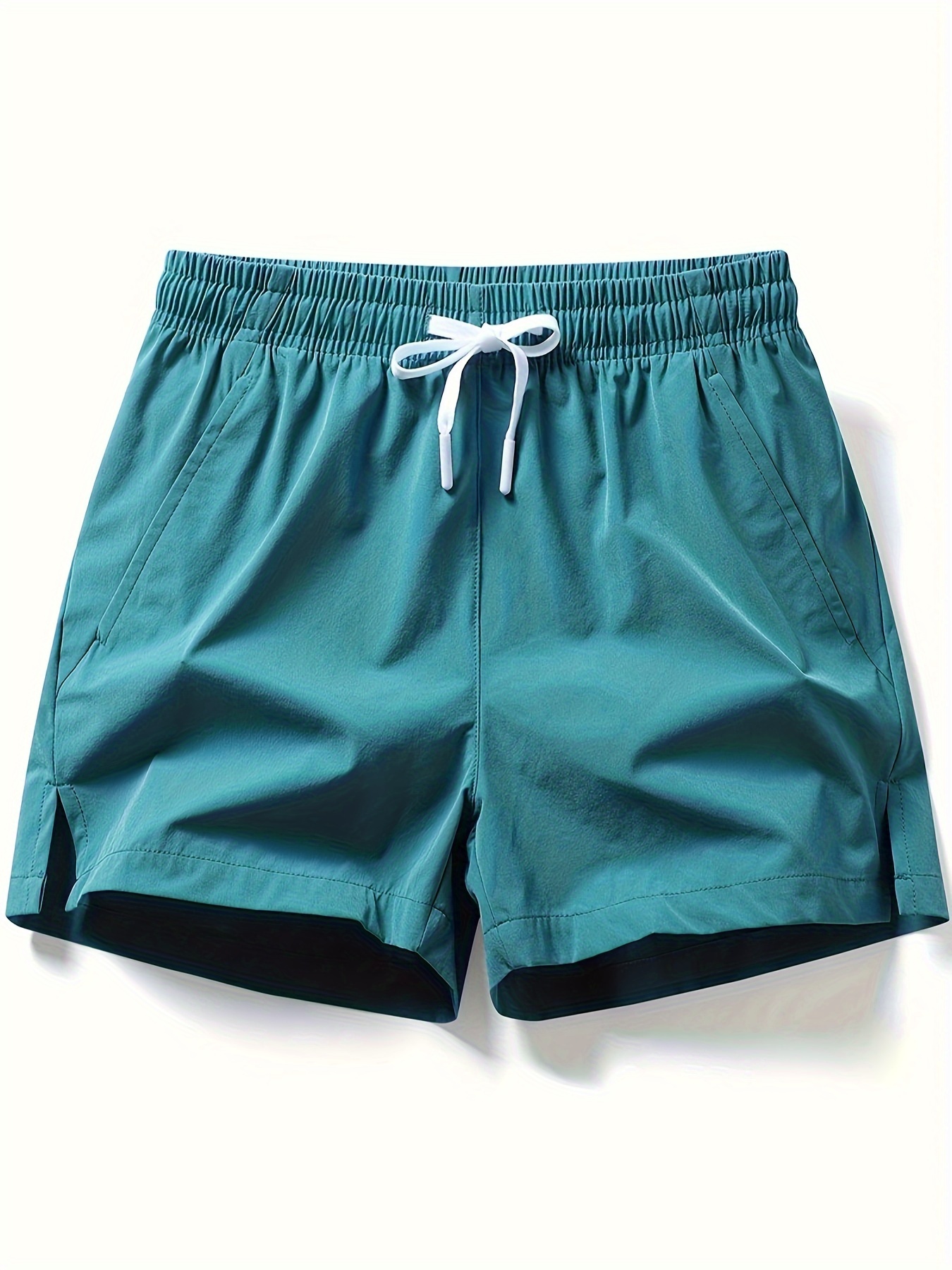 3ec28344-3456-43c0-832b-865dbad3acf8.jpg Men's Solid Drawstring Casual Shorts With Pockets, Summer Sports, Summer Daily, Gym, Running - Image 1
