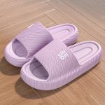 Simple Letter Design Slides, Casual Open Toe Soft Sole Shoes, Comfortable Indoor Home Bathroom Shower Slides - Image 4