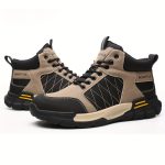 Men's High Top Steel Toe Puncture Proof Anti-skid Work Safety Boots, Lace Up Durable Industrial Construction Shoes - Image 3