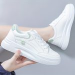 Women's Platform Skate Shoes, Versatile Height Increasing Lace Up Low Top Shoes, Outdoor Walking White Shoes - Image 11