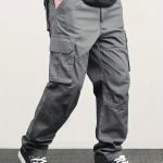 Men's Classic Solid Color Cargo Pants with Multiple Flap Pockets, Straight-Leg, Drawstring Waist, Loose Fit for Hiking, Fishing, Streetwear, and Outdoor Camping Casual Style