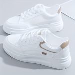 Women's Platform Skate Shoes, Versatile Height Increasing Lace Up Low Top Shoes, Outdoor Walking White Shoes - Image 4