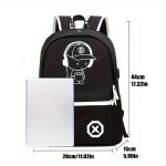 1pc Luminous Backpack, Men's Fashion Trendy Backpack, Large Capacity Lightweight Oxford Simple Cartoon Backpack - Image 10