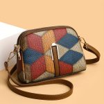 Mini Colorblock Crossbody Bag, Retro Rhombus Pattern Purse, Fashion Shoulder Bag For Women - Image 5