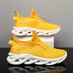PLUS SIZE Men's Trendy Woven Knit Breathable Blade Type Sneakers, Comfy Non Slip Lace Up Shoes For Men's Outdoor Activities - Image 5