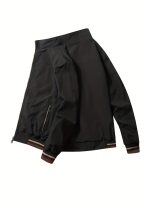 Men's Sports Jacket Coat Lapel Zipper Pockets Windproof Ribbed Cuff Coat For Daily Wear - Image 5
