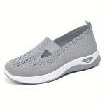 Women's Solid Color Knitted Sneakers, Soft Sole Platform Casual Walking Shoes, Low-top Breathable Daily Shoes - Image 15