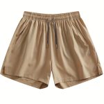 Men's Solid Color Leisure Shorts With Zippered Pockets, Summer Fashion Drawstring Sports Shorts For Fitness And Outdoors Wear - Image 2