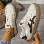 Women's Colorblock Trendy Sneakers, Lace Up Soft Sole Platform Skate Shoes, Low-top Versatile Shoes - Image 2