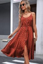 Fashion Dots Print Sleeveless Tie Waist Dress - Image 4