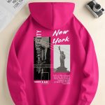 NEW YORK Print Hoodie, Cool Hoodies For Men, Men's Casual Pullover Hooded Sweatshirt With Kangaroo Pocket Streetwear For Winter Fall, As Gifts - Image 7