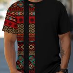 Men's Ethnic Graphic Print T-shirt, Casual Short Sleeve Crew Neck Tee, Men's Clothing For Summer Outdoor