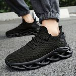 PLUS SIZE Men's Trendy Woven Knit Breathable Blade Type Sneakers, Comfy Non Slip Lace Up Shoes For Men's Outdoor Activities - Image 8