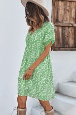 Floral Print V Neck Ruffled Casual Dress - Image 4