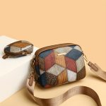 Rhombus Pattern Crossbody Bag, Colorblock Mini Square Bag, Women Retro Shoulder Bag With Coin Purse