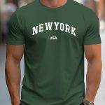 "NEW YORK USA" Print, Men's Novel Design T-shirt, Casual Comfy Tees For Summer, Men's Clothing Tops For Daily Activities - Image 5