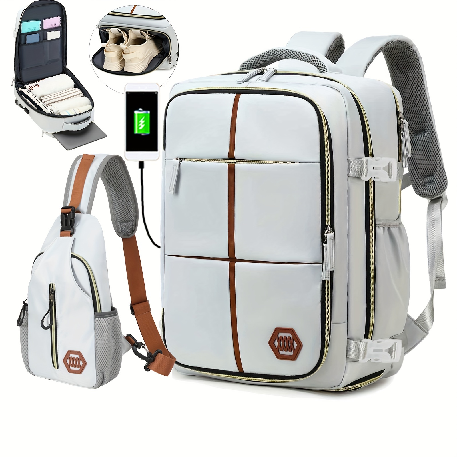 4b0bbfe0-a99c-4422-bd2a-c93810538822.jpg Multifunctional Travel Backpack, Airline-approved Laptop Schoolbag, Outdoor Sports Daypack With Shoes Compartment - Image 1