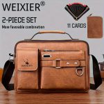[WEIXIER] Men's PU Material Crossbody Bag Men's Business Crossbody Bag Portable Shoulder Bag Casual Bag Men's Bag Gift For Father/Anniversary