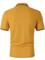 Men's Summer Fashion, Horse Riding Knight Pattern Short Sleeve Lapel Collar Henley Shirt, Chic And Trendy Golf Tops For Business And Outdoors Sports Wear - Image 5