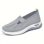 Women's Solid Color Sneakers, Breathable Knit Slip On Outdoor Shoes, Lightweight Low Top Shoes - Image 5