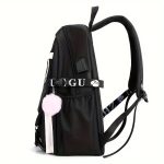 Kuromi Pattern Backpack, Kawaii Stylish School Bag, Women's Colorblock Rucksack, Large Capacity Foldable Outdoors Daypack - Image 7