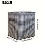 1pc Clothes Storage Bag, Houndstooth Pattern Folding Fabric Storage Bag, Large Capacity Waterproof Moisture-proof Cotton Quilt Storage Bag, Home Organization And Storage - Image 5