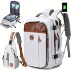 Carry-On Travel Backpack With Shoes Compartment, Expandable Waterproof Luggage Daypack, Portable Laptop Schoolbag - Image 5