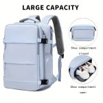 Large Capacity Travel Backpack With Shoe Compartment, Dacron Lightweight Laptop Daypack With Charging Port, Fashion Travel Commuter Bag - Image 20
