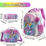 Mermaid Tail Backpack Set, School Bag With Lunch Box And Pencil Case, Cute Sequin Shoulder Bag, Insulated Lunch Tote, Sparkly Pink Leather Backpack Combo - Image 5