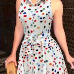 Abstract Print Button Front Sleeveless Dress, Casual Tie-waist Lapel Dress For Spring & Summer, Women's Clothing - Image 6