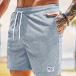 Men's Label Patchwork Regular Fit Solid Shorts With Drawstring And Pockets, Casual And Chic Shorts For Summer Beach And Daily Leisurewear - Image 13