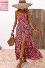 Fashion Floral Print Split Side Maxi Dress - Image 2