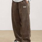 Men's Loose-Fit Corduroy Casual Pants With Pockets In Solid Color, Breathable Straight-Leg Drawstring Trousers For Urban Streetwear And Outdoor Activities, Casual Style - Image 6
