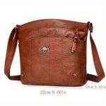 Vintage Vegan Crossbody Bag, Retro Solid Color Shoulder Bag, Women's Fashion Handbag & Purse