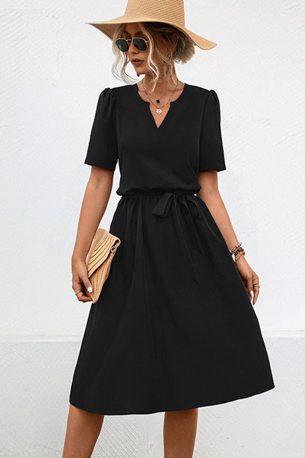 53_c155a903-62d6-49ce-9e19-6297363b9d24.jpg Solid Color V Neck Tie Waist Casual Dress - Image 1