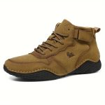 Men's Trendy Solid High Top Boots, Comfy Non Slip Casual Durable Lace Up Shoes For Men's Outdoor Activities - Image 3