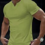 Solid Color Men's Comfy V-Neck Medium Stretch T-shirt, Men's Summer Clothes, Men's Outfits - Image 10