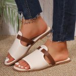 Women's Solid Color Casual Slides, Slip On Lightweight Flat Seaside Slides, Casual Daily Footwear - Image 2