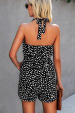 Halter Neck Polka Dot Print Rompers - Image 2