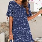 Dot Print Ruffle Sleeve Casual Dress