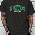 Letter Print Men's Creative Top, Casual Short Sleeve Crew Neck T-shirt, Men's Clothing For Summer Outdoor - Image 7