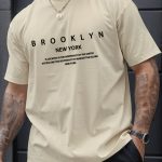 Brooklyn And New York Print Men's Creative Top, Casual Short Sleeve Crew Neck T-shirt, Men's Clothing For Summer Outdoor - Image 3