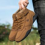 Men's Trendy Solid High Top Boots, Comfy Non Slip Casual Durable Lace Up Shoes For Men's Outdoor Activities