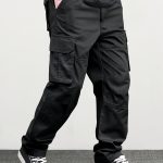 Men's Classic Solid Color Cargo Pants with Multiple Flap Pockets, Straight-Leg, Drawstring Waist, Loose Fit for Hiking, Fishing, Streetwear, and Outdoor Camping Casual Style - Image 5