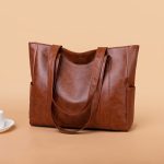 Faux Leather Tote Bag, Multi Pockets Bag, Large Handbags For Work School Travel - Image 3