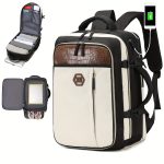 Carry-On Travel Backpack With Shoes Compartment, Expandable Waterproof Luggage Daypack, Portable Laptop Schoolbag - Image 7